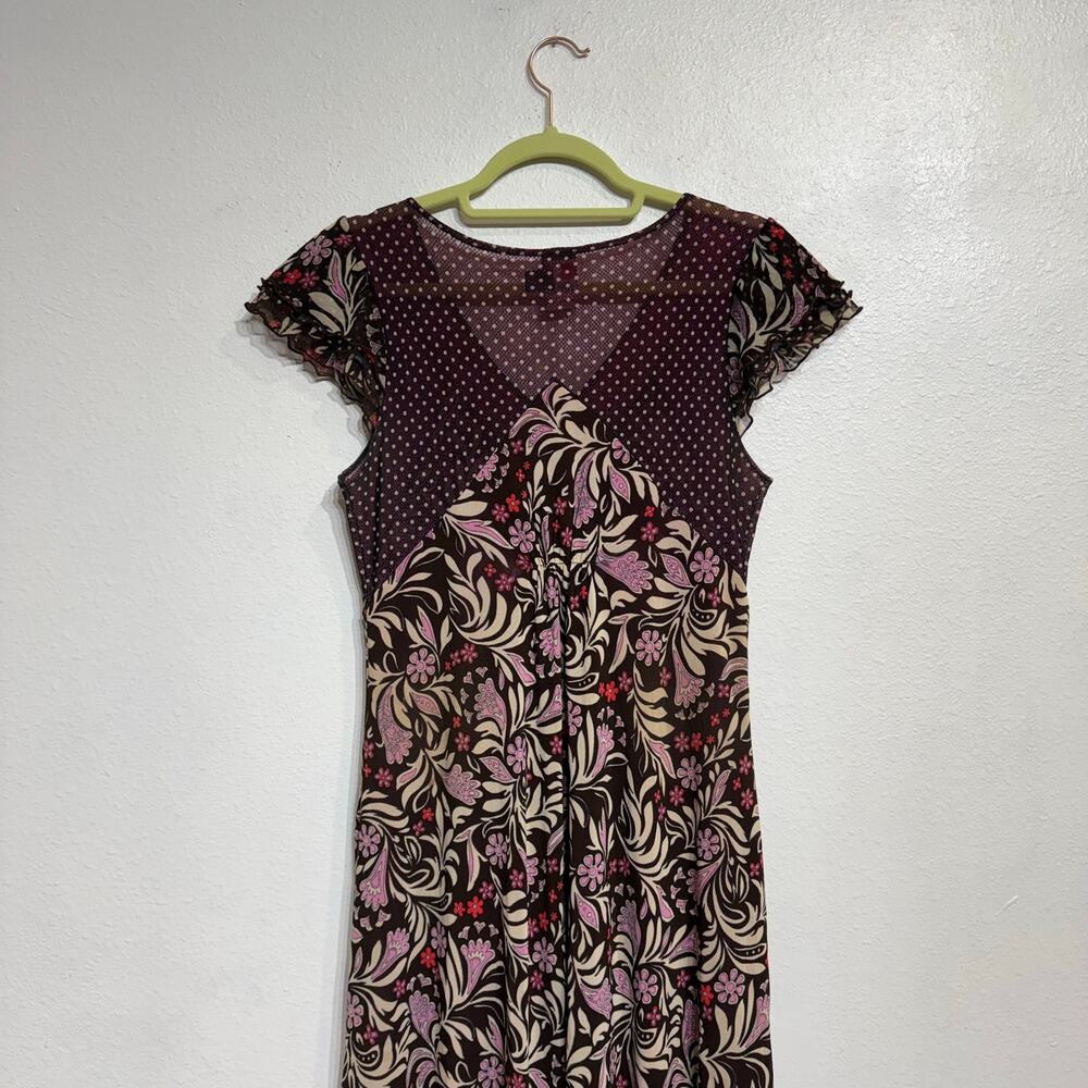 ANAC by Kimi Black Pink Floral Polka Dot Midi Dress Sz M - Picture 8 of 12